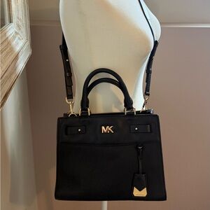 Michael Kors Women’s Gold Black Leather Shoulder Bag